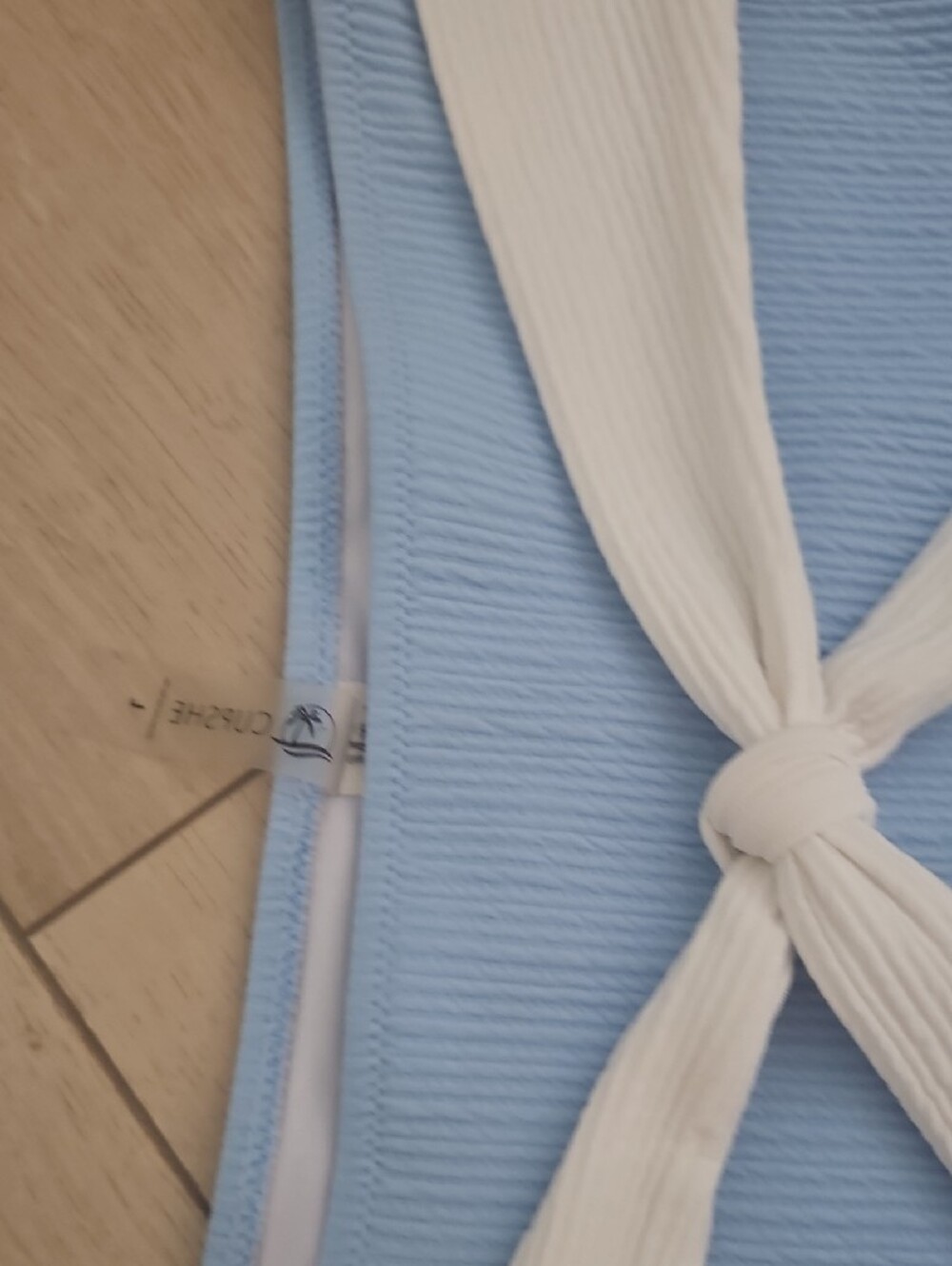 Cupshe Light Blue Ribbed Bikini Bottom with White Knot Accent Size Large WNT - Picture 3 of 6